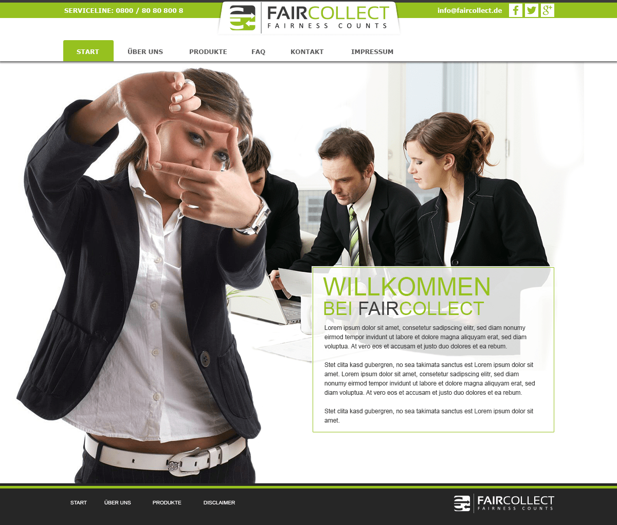 Faircollect Landingpage